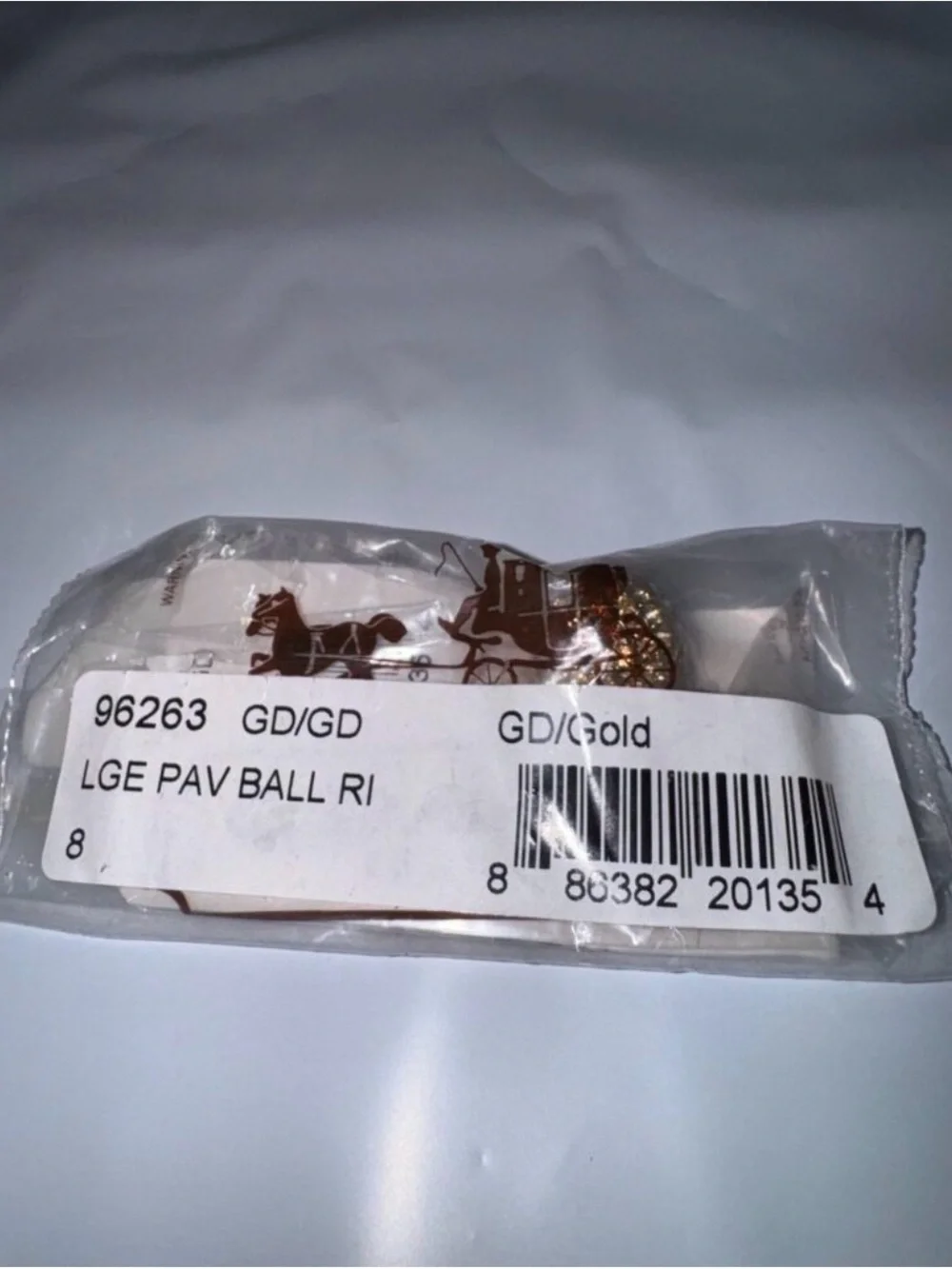 Coach Gold Crystal Pav Ball Ring